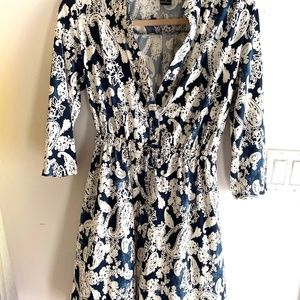 Robert Louis Navy Blue And White Paisley Dress